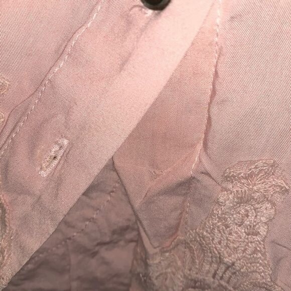 Hint Of Mint Pink Lace Trim Button-Down Crop Top Womens XL - Picture 4 of 10